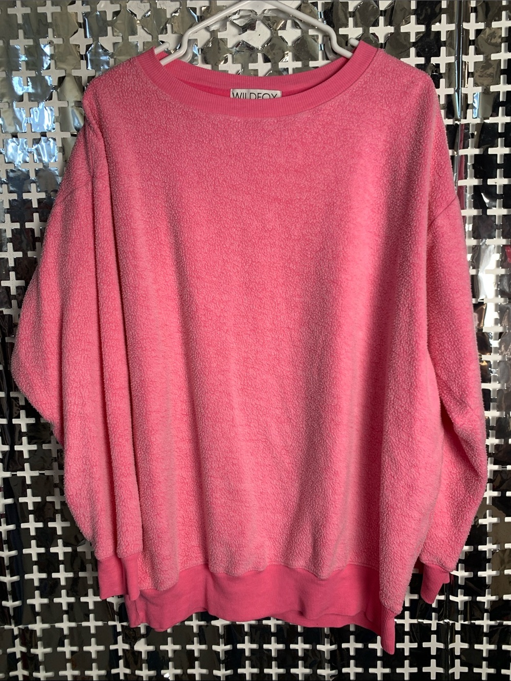 Wildfox Plush Crewneck Sweater in Bright Pink